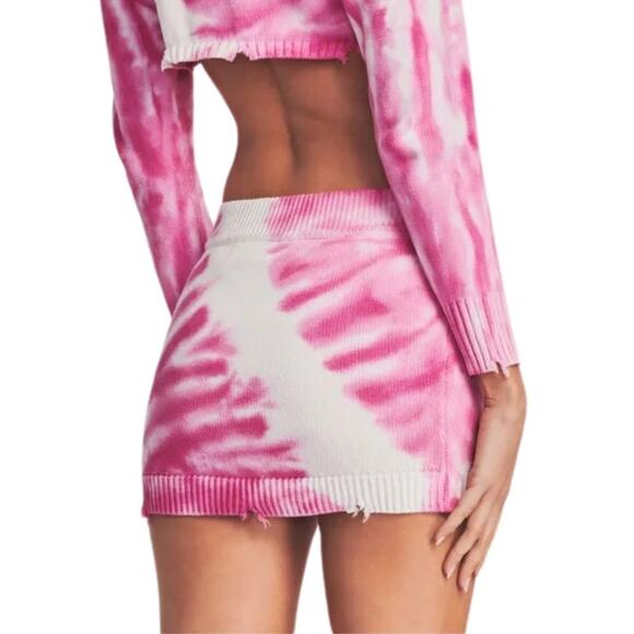 SER.O.YA Robin Tie Dye Mini Skirt in Pink Line NWT Size Small - Picture 3 of 3